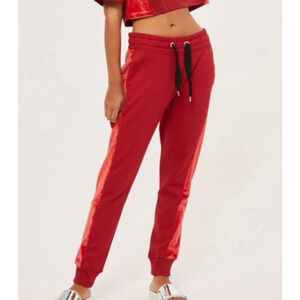 Ivy Park Joggers Womens Small Red Velvet Stripe Pull On Athleisure Sweatpants